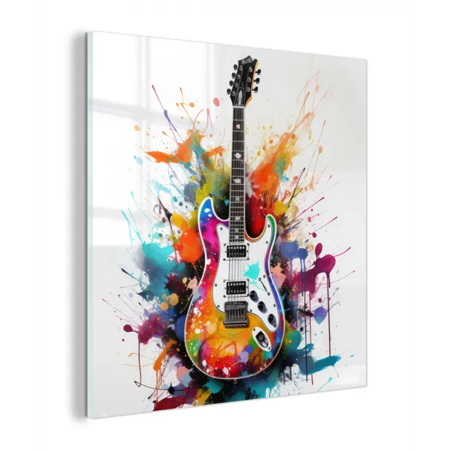Gitaar - Graffiti - Muziek - Wit plexiglas 5mm klein -z3d