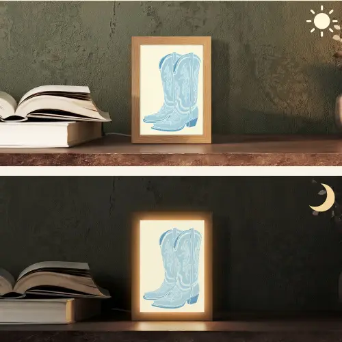 Illustratie - Cowboylaarzen - Patroon Light Box met kabel (Tafellamp) klein -sfeer3