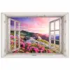 Bergen - Landschap - Doorkijk - Bloemen - Avond - Roze poster papier klein -3d