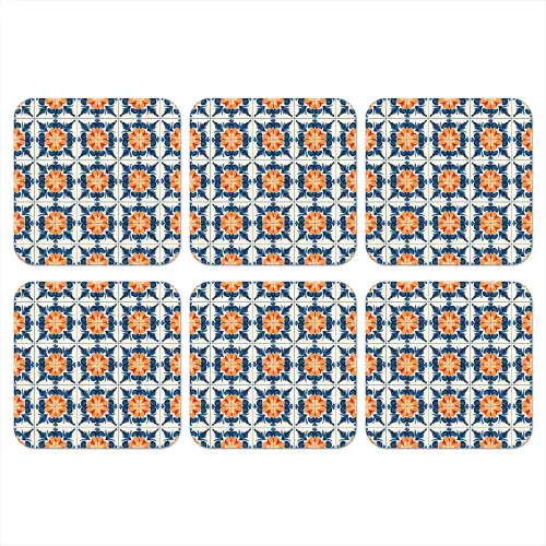 Traditioneel - Tegel - Oranje onderzetter kurk middel 366 -3d
