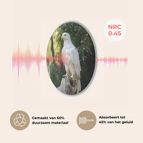 Arend - Hout - Wit - Planten Akoestische PET Vilt - Rond klein -USP_NL