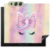 Eenhoorn - Glitters - Regenboog - Pastel Inductie beschemer met haakjes middel -3d