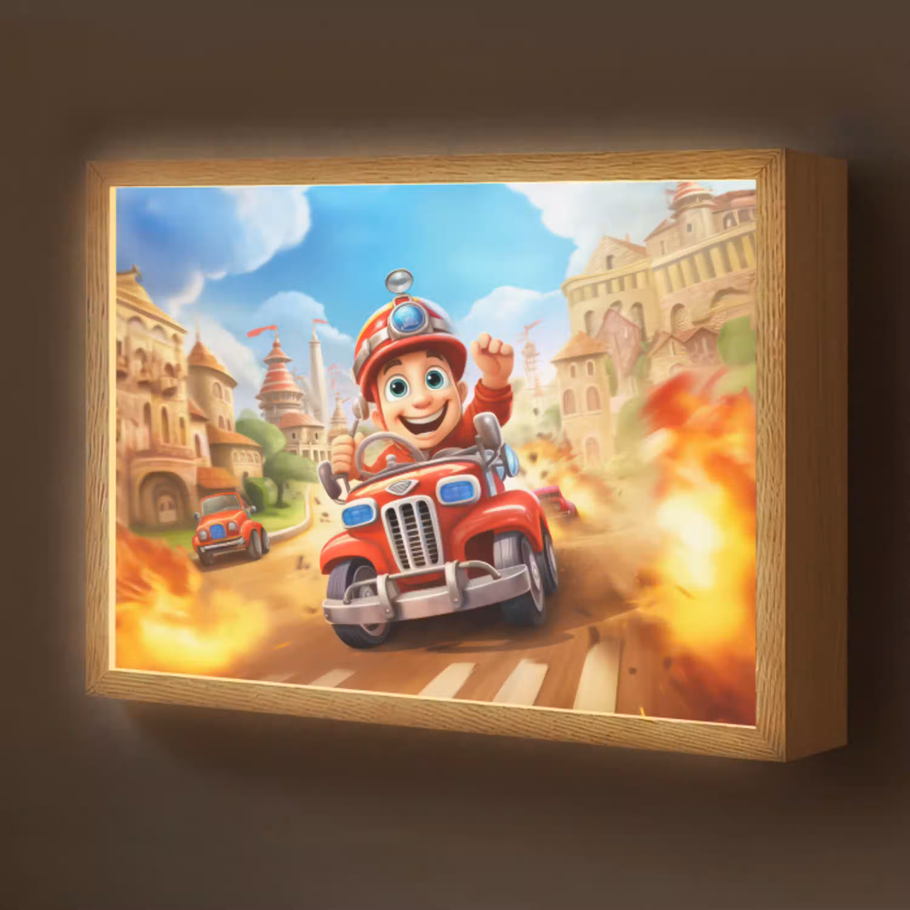Brandweer - Jongens - Kinderen - Auto Light Box met batterij (Wandlamp kind) middel -z3d_website