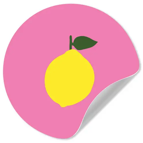 Citroen - Geel - Fris Wandcirkel behangsticker klein -3d