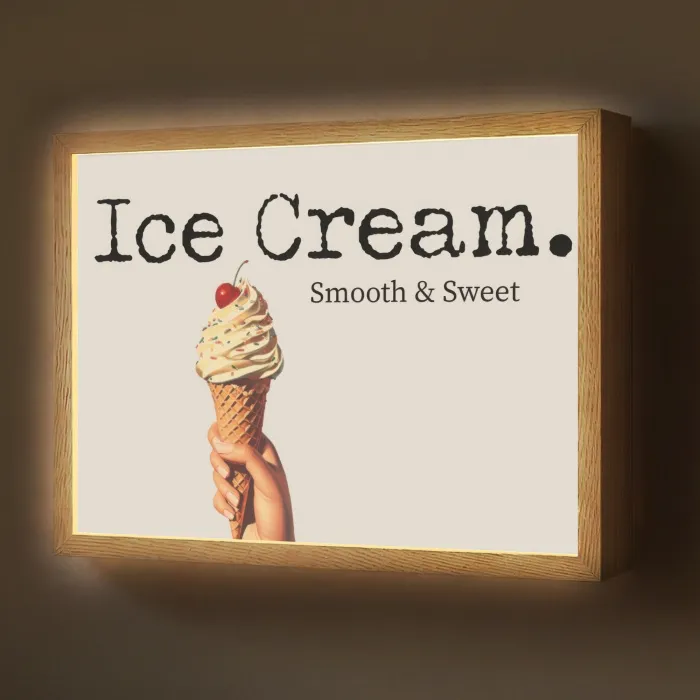 Ice cream - Softijs - Kleurrijk - Kers Light Box met batterij (Wandlamp) middel -z3d_website