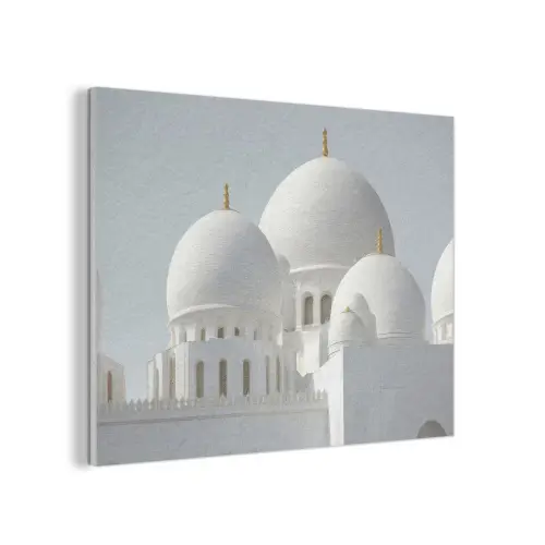 Witte koepels - Helderblauwe lucht - Gouden ornamenten PET vilt klein -3d