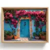 Deur - Hout - Bloemen - Blauw Dienblad Rechthoek middel -z3d_shopping