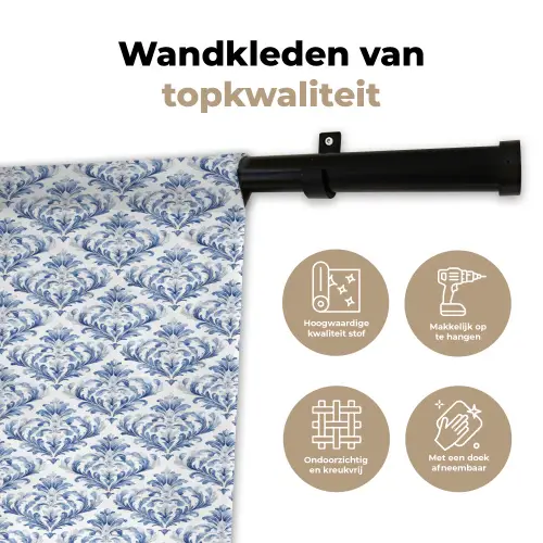 Frans - Citroen - Royaal  - Blauw - Wit Wandkleed katoen klein 269 -sfeer2