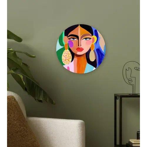 Portret - Vrouw - Modern Wandcirkel kunststof plaat 5mm dik klein -sfeer3