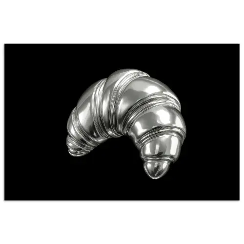 Croissant - Metaal - Zilver poster papier klein -3d
