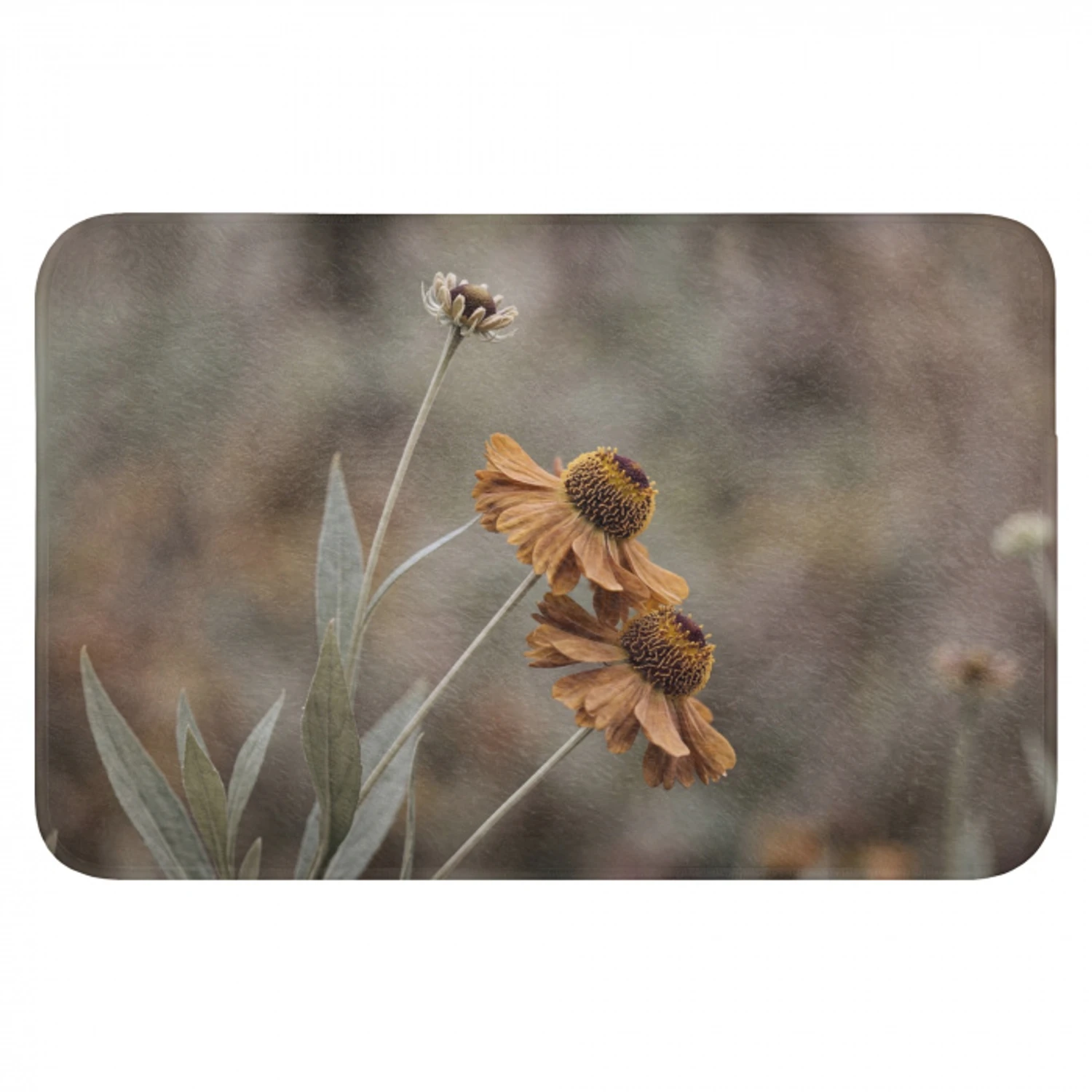 Zonnehoed - Droogbloemen - Geel - Warm Badmat klein -3d