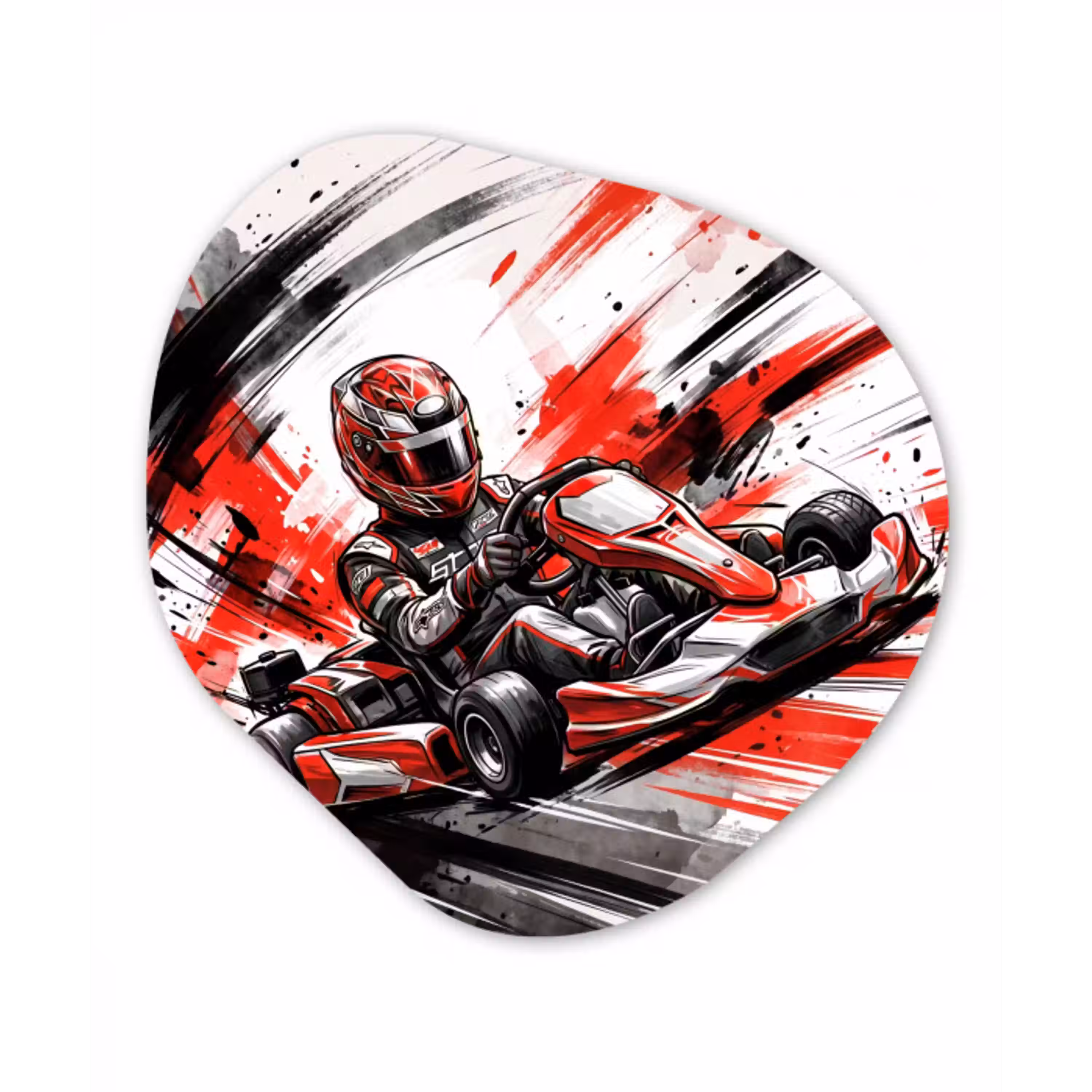 Kart - Coureur - Snelheid - Rood Wandcirkel Organisch Forex 3mm klein -3d