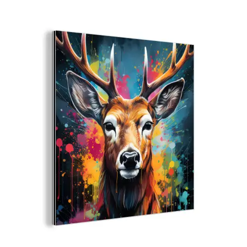 Hert - Graffiti - Dieren - Kleuren aluminium wit klein -3d