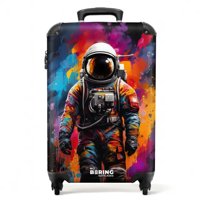 Astronaut omringd door graffiti NBS - Handbagage koffer - Unisex middel -productfoto_recht