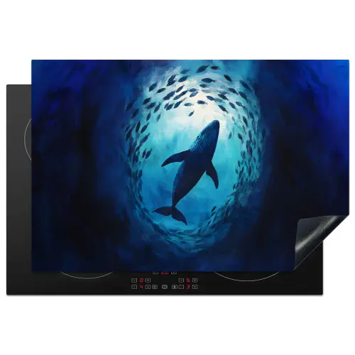 Walvis - Vissen - Donkerblauw Inductie beschermer vinyl 3mm klein -3d