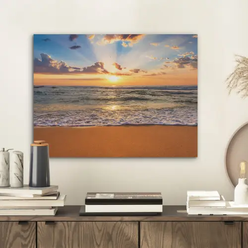 Strand - Zonsondergang - Zee - Wolken - Horizon PET vilt klein -sfeer1