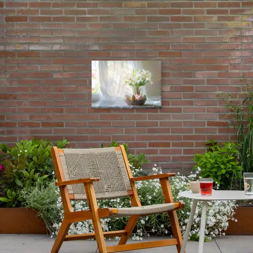 Vaas - Eieren - Bloemen Tuinposter op houten frame 2 cm dik klein -sfeer3