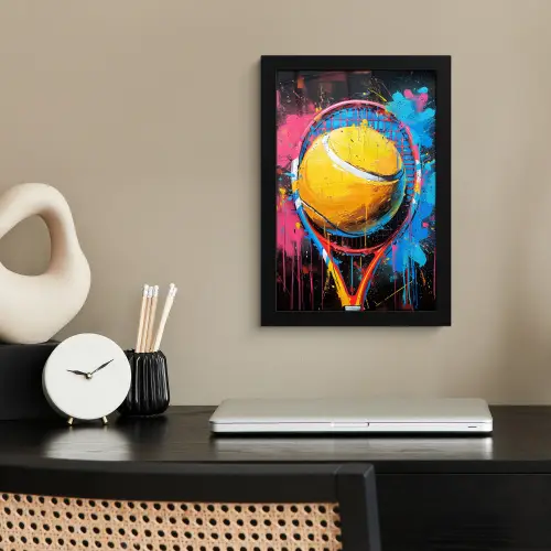Graffiti - Tennis - Sport - Racket fotolijst zwart zonder passe partout klein -sfeer1