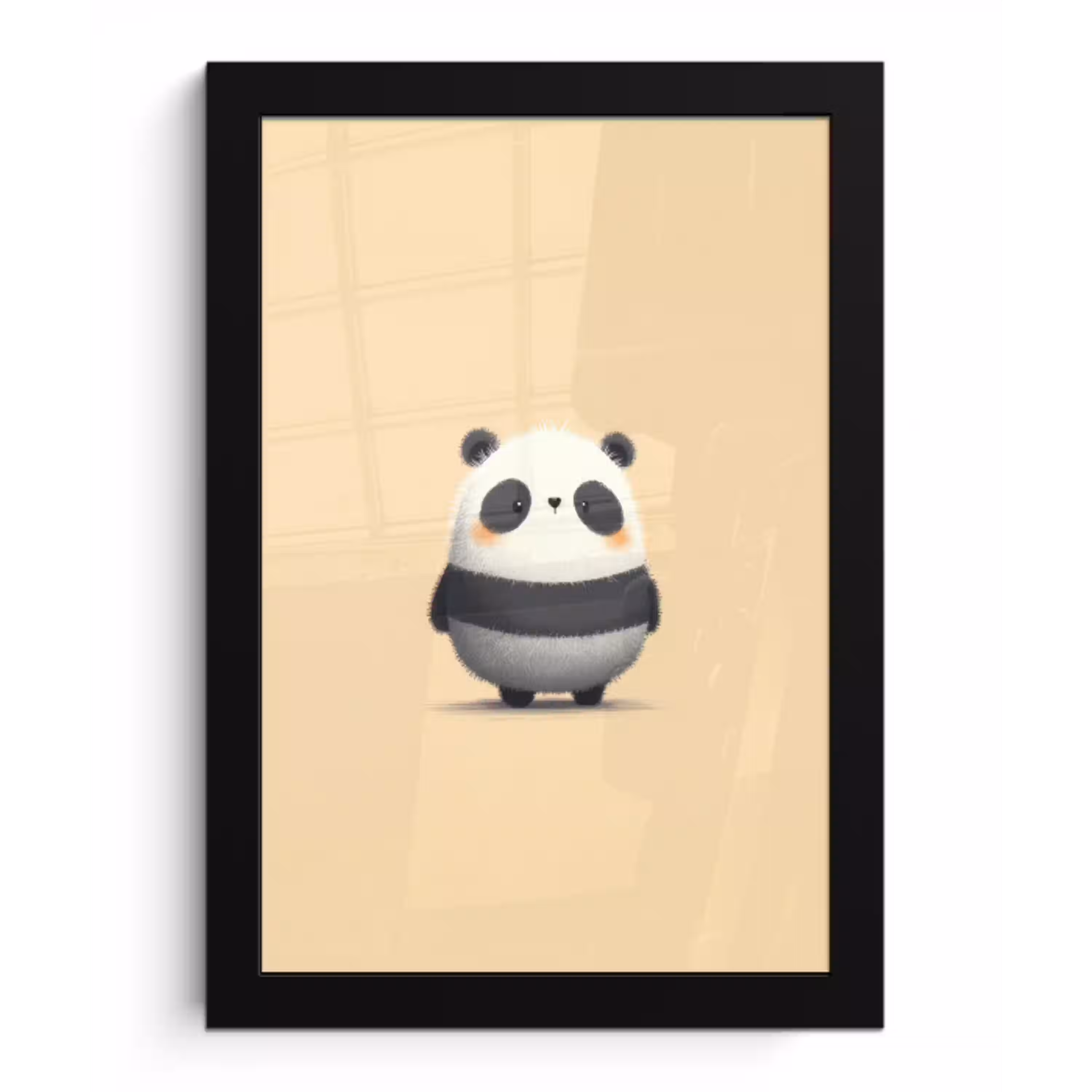 Panda - Beige - Minimalistisch fotolijst zwart zonder passe partout klein -3d
