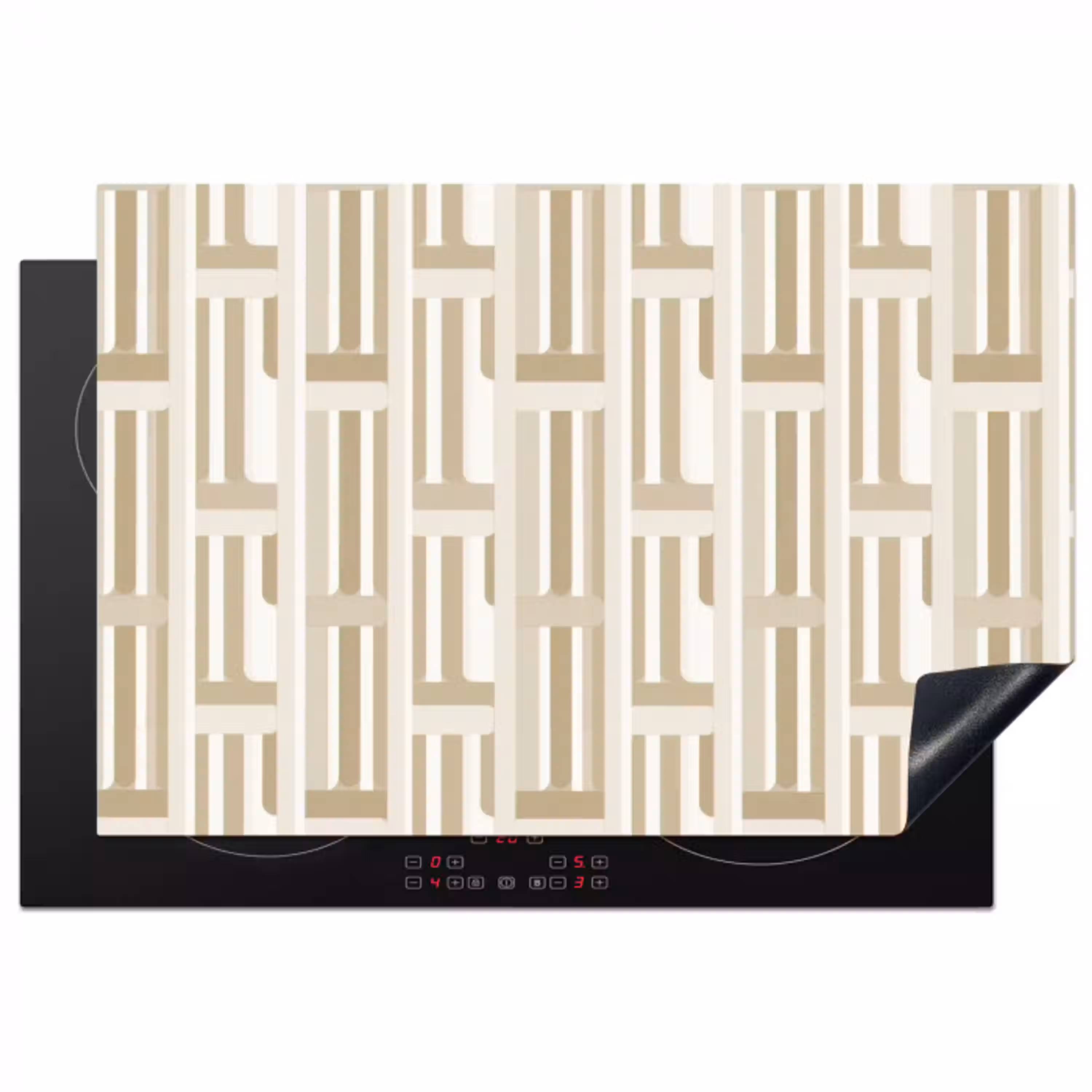 Modern - Geometrisch - Beige Inductie beschermer vinyl 3mm klein 276 -3d
