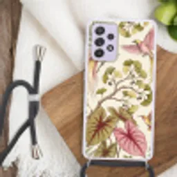 Vogels - Tropisch - Botanisch - Roze Hoesje Samsung Galaxy A52 5G met koord klein -sfeer4