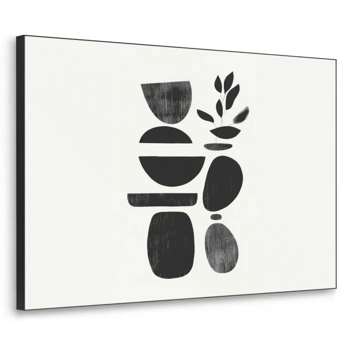 Japandi - Zwart - Abstract Textielframe zwart klein -3d