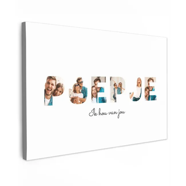 Gepersonaliseerd buiten canvas - Poepje - Lettercollage