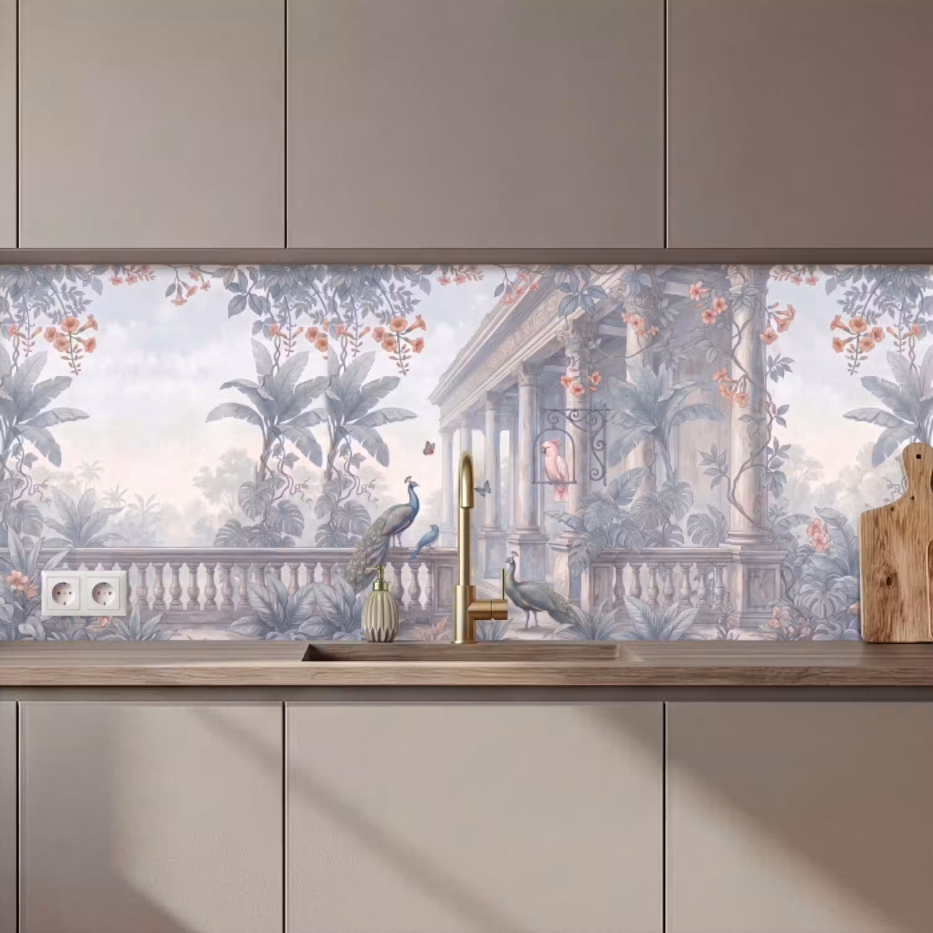Vogel - Pauw - Architectuur - Klassiek - Groen keuken achterwand 2 middel zz_3dshopping