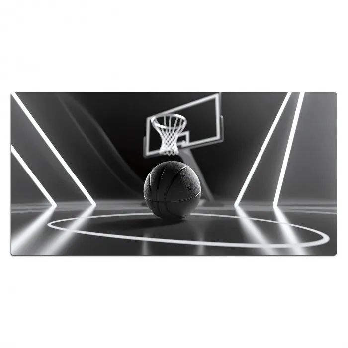 Basketbal - Basketbalveld - Lichtlijnen Muismat XXL klein -3d_leeg