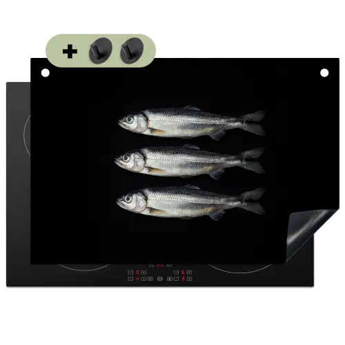 Haring - Vissen - Zwart Inductie beschemer met haakjes klein -3d