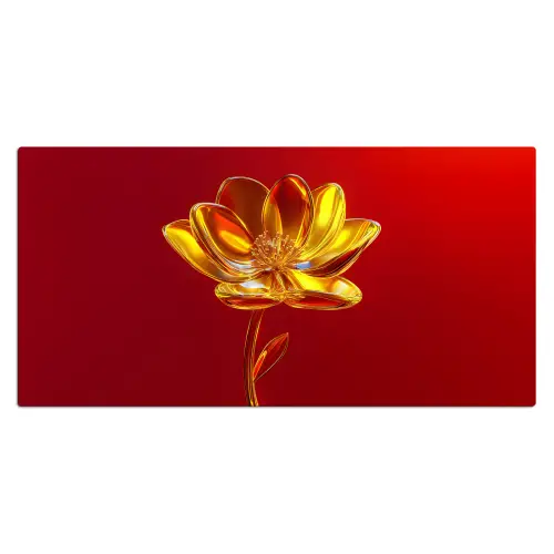 Bloem - Goud - Glazen Muismat XXL klein -3d_leeg