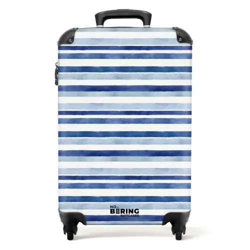 Strepen patroon blauw NBS - Handbagage koffer - Kinderen Unisex middel -productfoto_recht