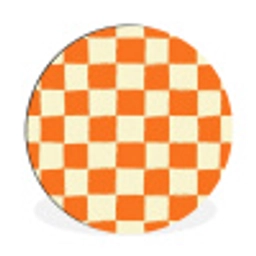 Schaak - Patroon - Oranje Wandcirkel aluminium klein 190 -3d