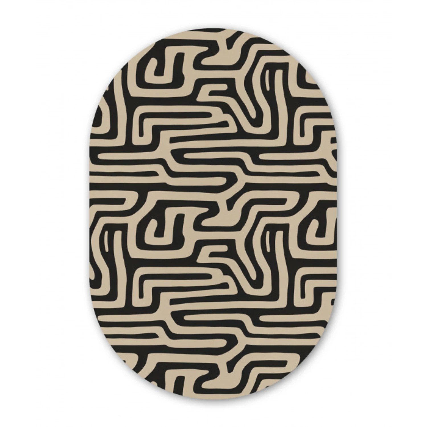 Grafisch - Lijnen - Zwart Wandcirkel Ovaal Forex klein 630 -3d