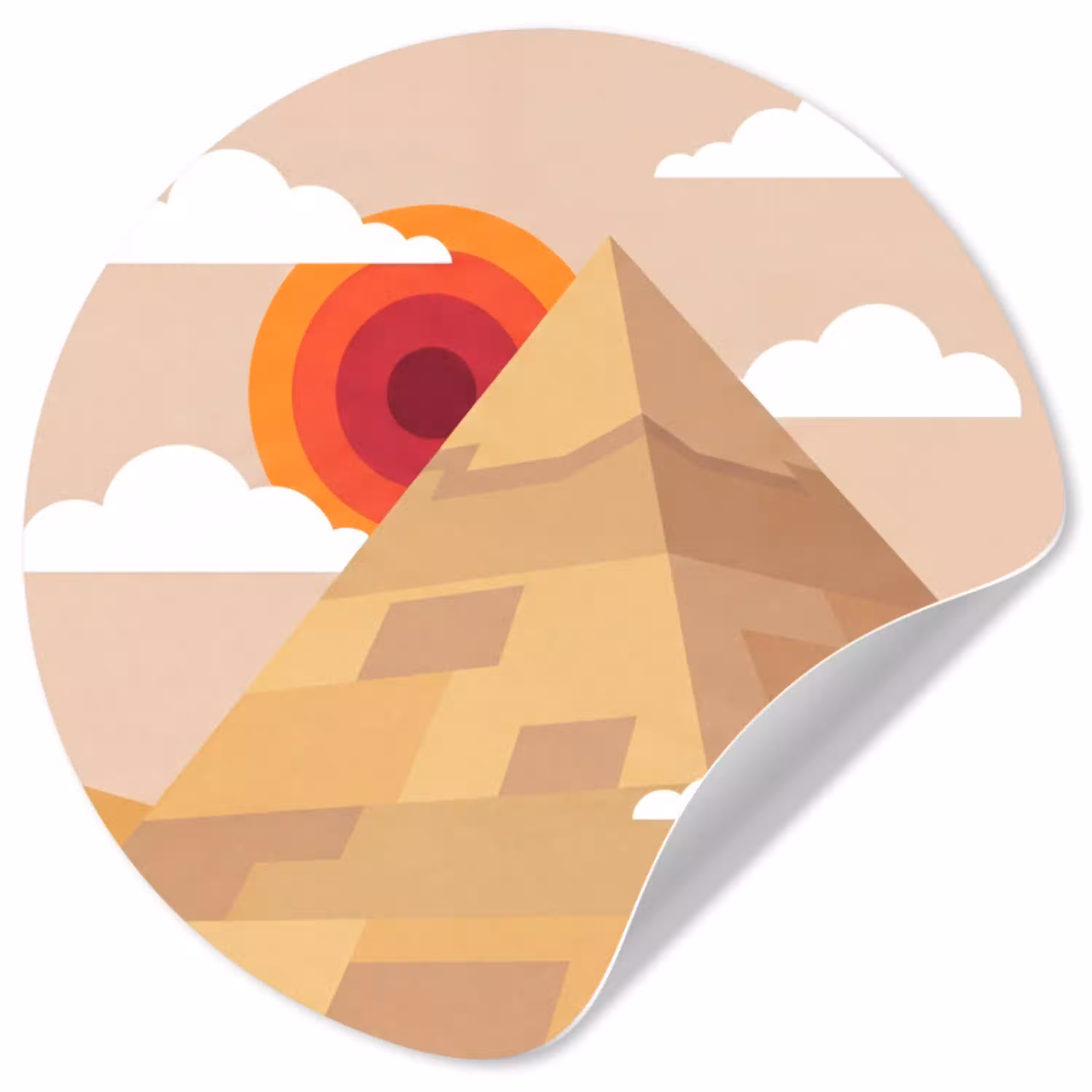 Piramide - Zon - Woestijn - Modern - Oranje Wandcirkel behangsticker klein -3d