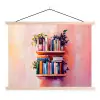 Planken - Boeken - Bladeren textielposter latten blank klein -3d