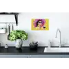 Vrouw - Hoed - Paars - Wijn Muursticker klein -keuken