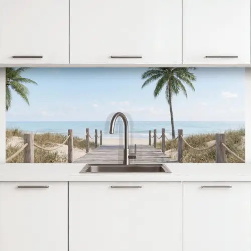 Palmbomen - Pad - Horizon keuken achterwand 2 middel -3d