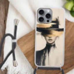Vrouw - Hoed - Verf Hoesje iPhone 16 Pro Max met koord klein -sfeer4