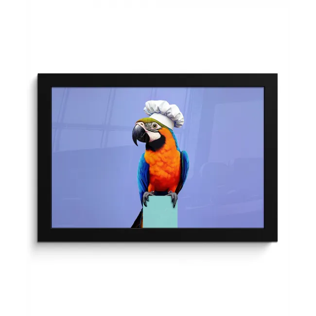 Papegaai - Koksmuts - Vogel - Leuk fotolijst zwart zonder passe partout klein -3d