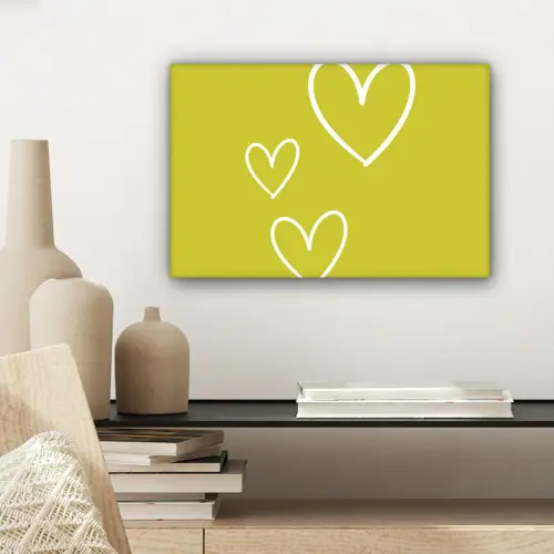 Groen - Hartjes - Wit canvas 2cm klein -sfeer6
