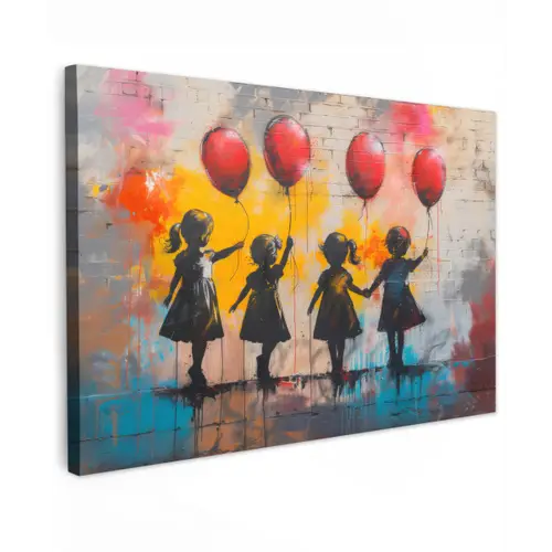 Graffiti - Kinderen - Street art - Ballon - Banksy canvas 2cm klein -z3d