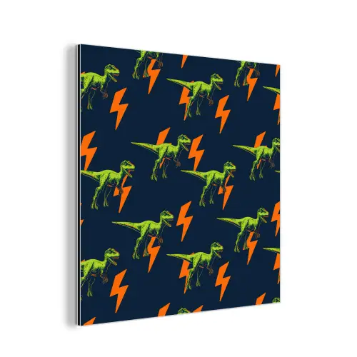 Bliksemschichten - Oranje - Dinosaurussen aluminium wit klein -3d