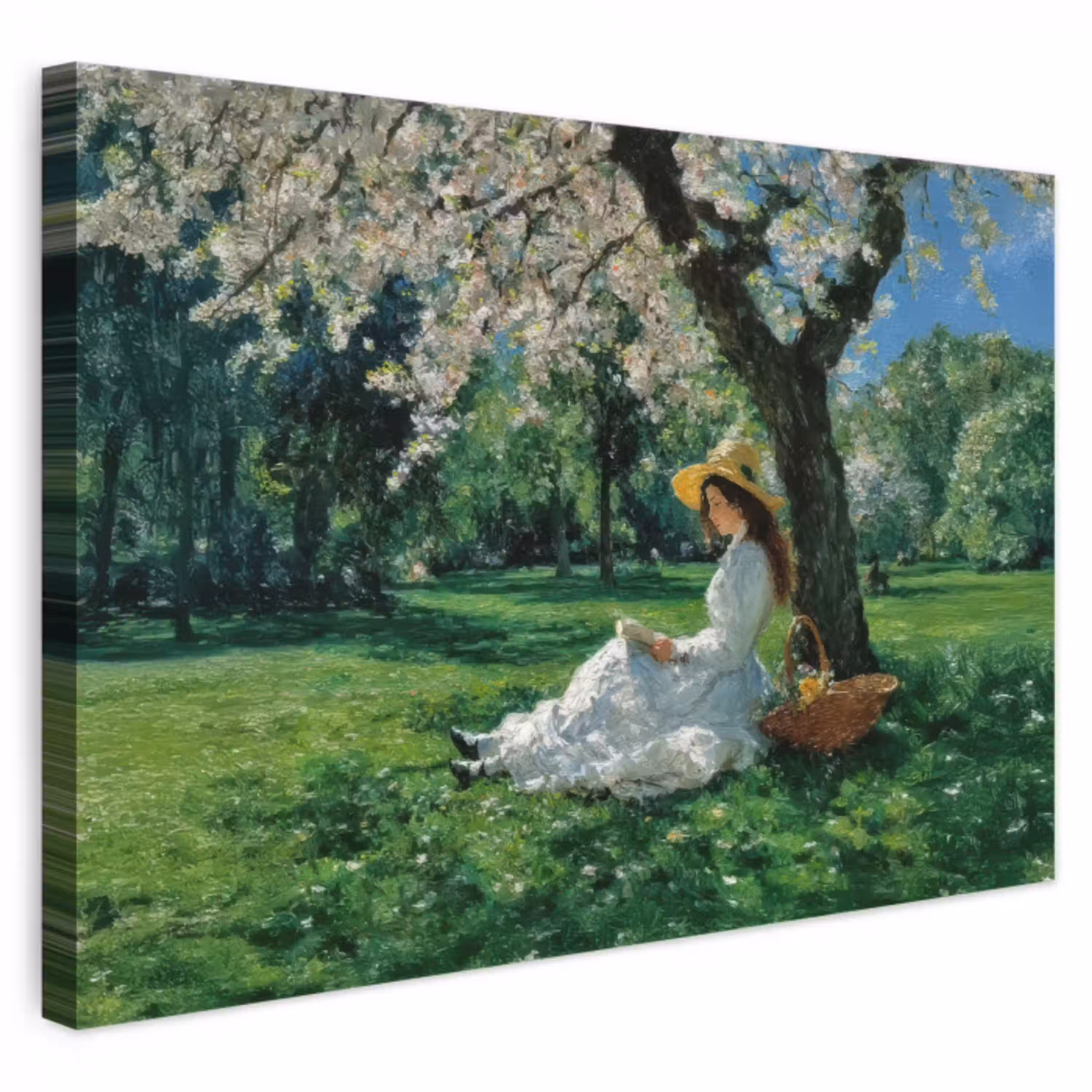 Vrouw - Boom - Boek - Mandje canvas 2cm klein -3d