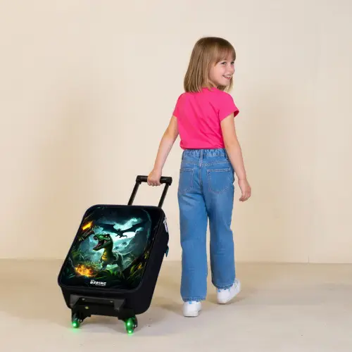 Dinosaurus en draak in vurige junglevallei Kinderkoffer - Zwart klein -sfeer1