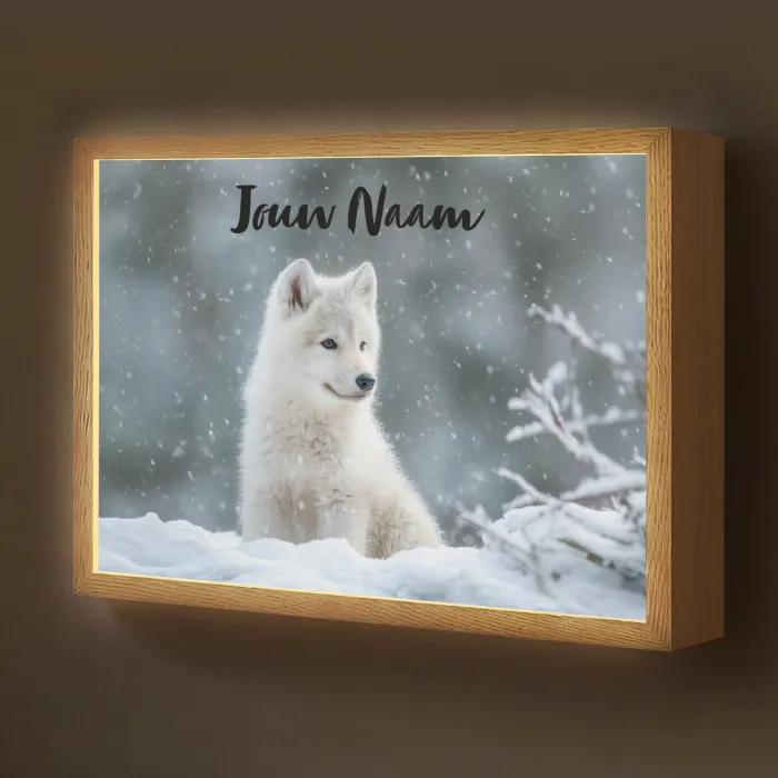 Wolf - Pup - Sneeuw Light Box met batterij (Wandlamp kind) middel -z3d_website