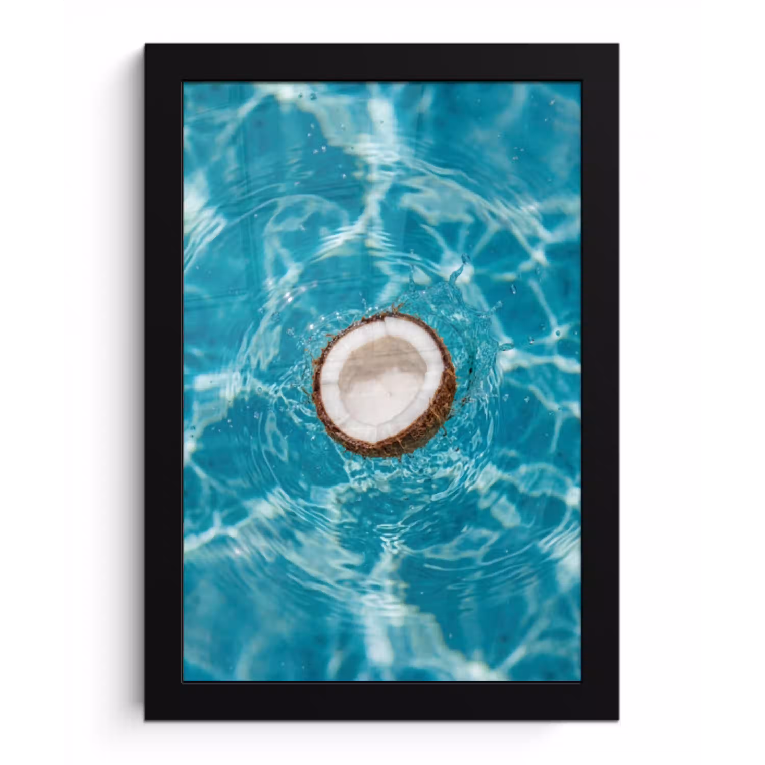 Kokosnoot - Water - Wit fotolijst zwart zonder passe partout klein -3d