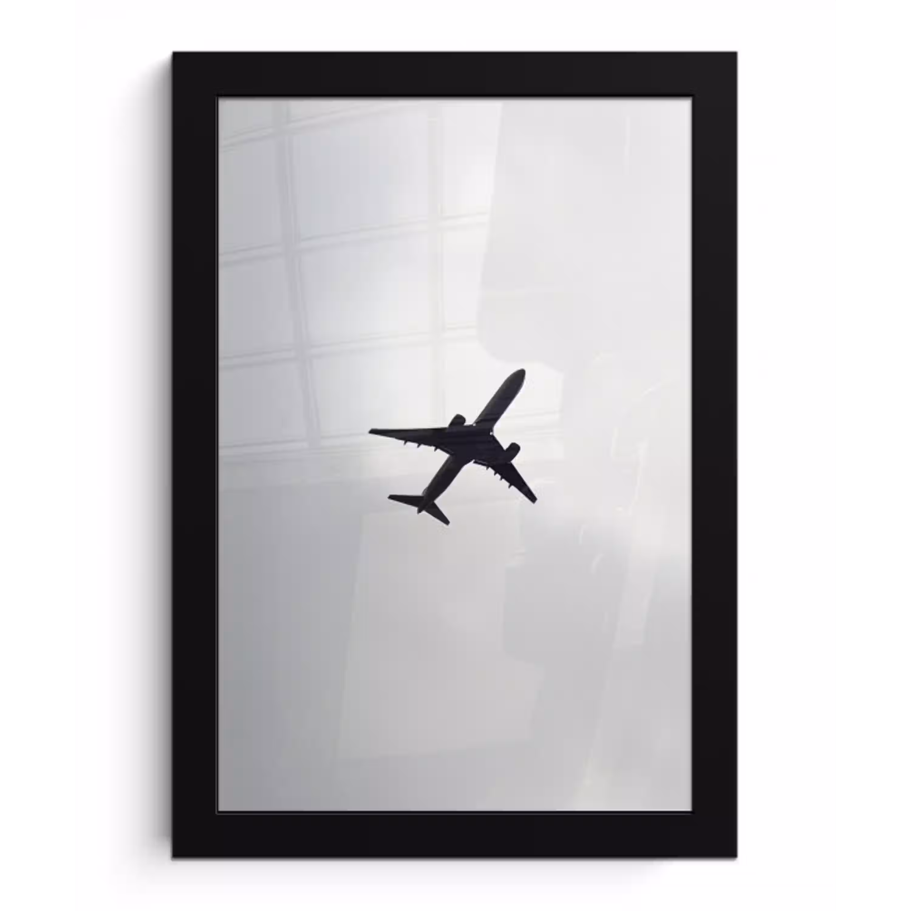 Minimalistisch - Silhouet - Zwart - Vliegtuig fotolijst zwart zonder passe partout klein -3d