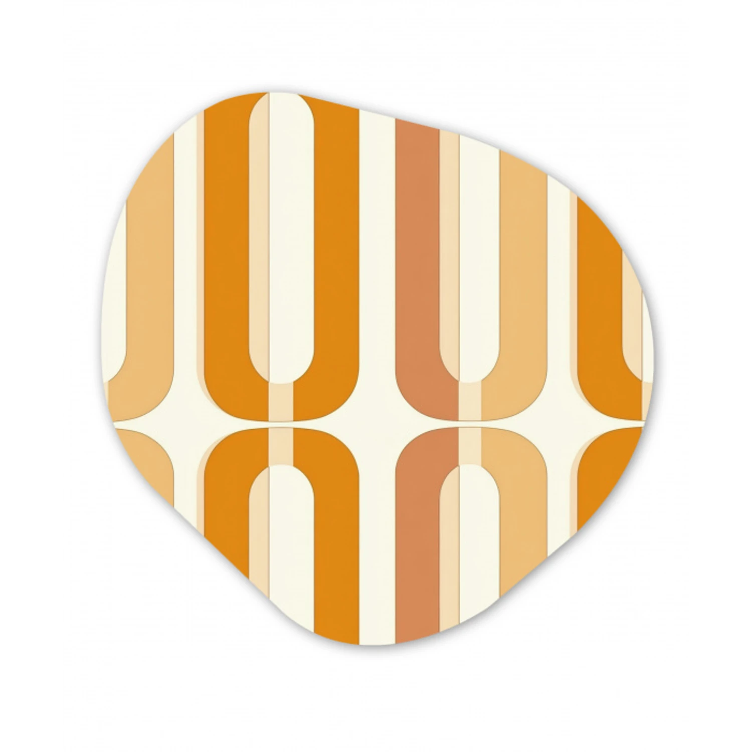 U-vorm - Retro - Oranje Wandcirkel Organisch Forex 3mm klein 629 -3d