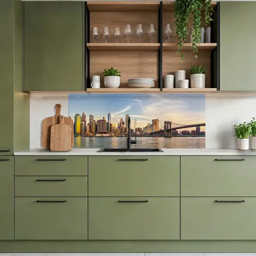Skyline - New York - Brug - Wolkenkrabbers keuken achterwand 2 middel -sfeer3